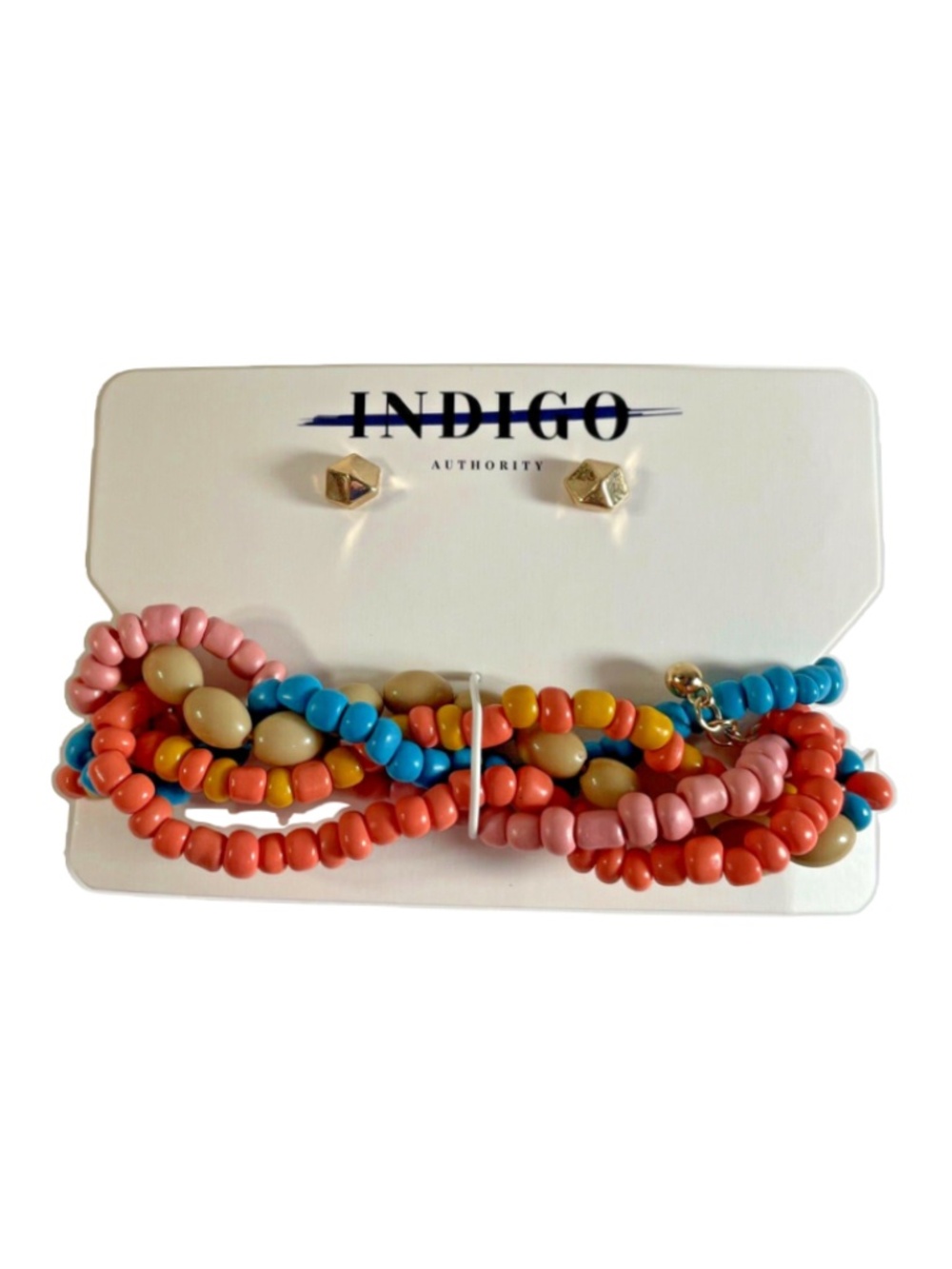 { Indigo Authority } - Monarch Beaded Bracelet + Earrings Set